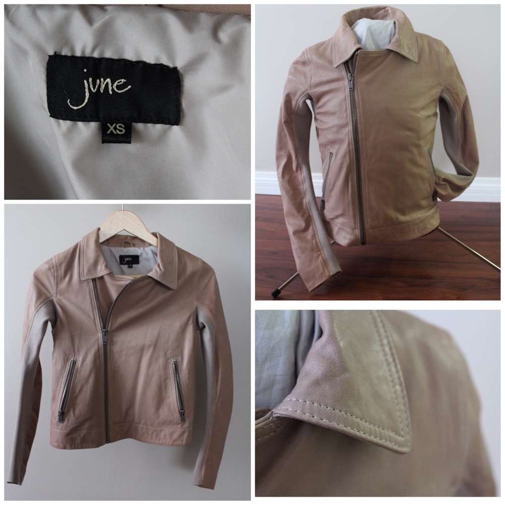 light brown leather jacket by “june”